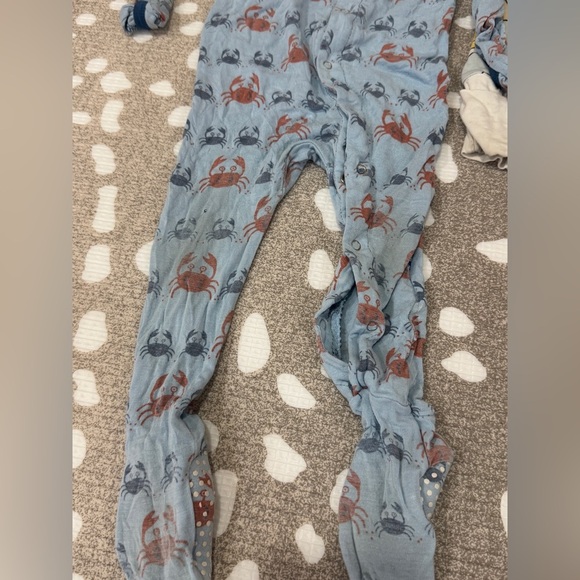 Lot of 6 bamboo footies shortie romper onesie baby boy checkered dogs animals - Picture 12 of 14